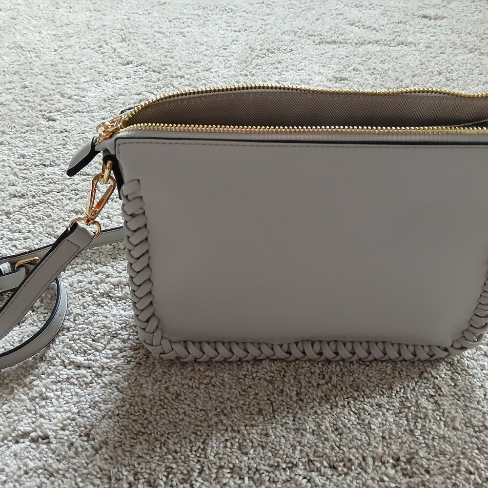 Gray Vegan Leather Shoulder/Satchel Bag